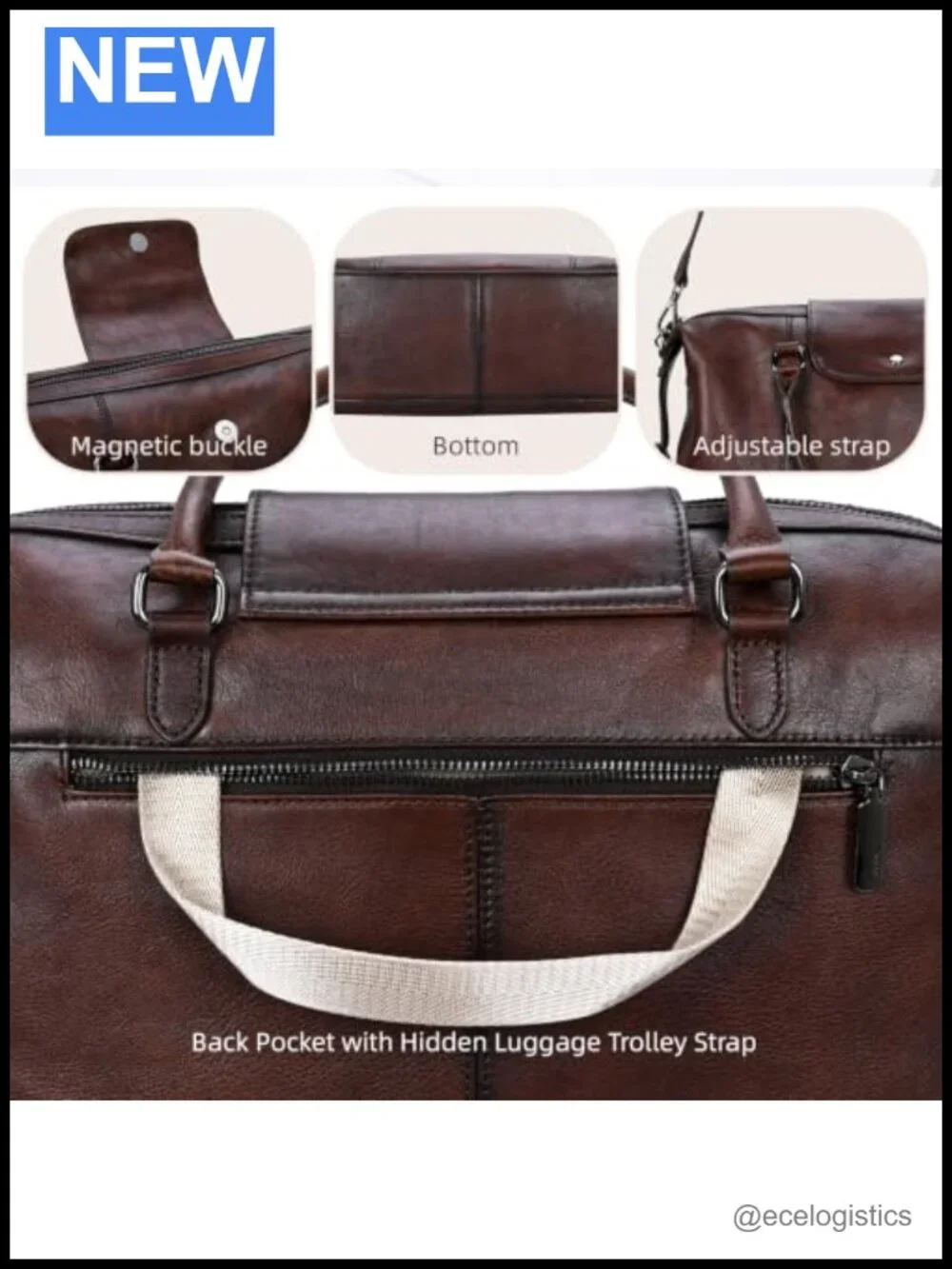 Genuine Leather Satchel Handbag Tote Shoulder Crossbody 3-in-1